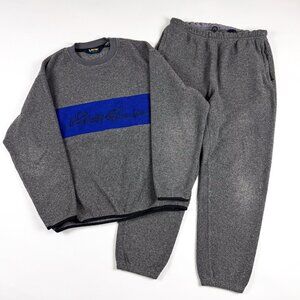Vtg Eddie Bauer EB-Tek Fleece Sweatshirt Pants Set Mens M Gray Gorpcore Suit